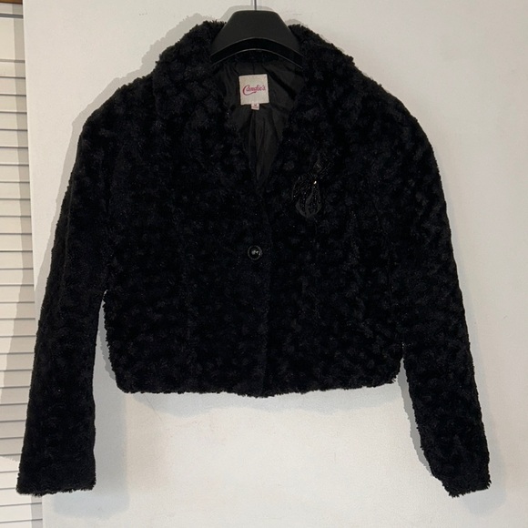Candie's Black Teddy Jacket Juniors size M HOCO, Prom, Parade, event - Picture 1 of 10